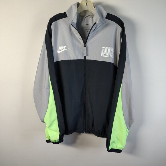 Nike Force Zip Up Track Jacket Mens Size Large Gray Green Full Zip - Picture 1 of 14